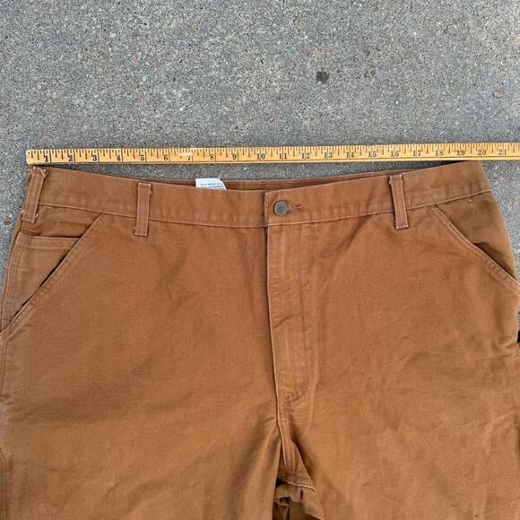 Men’s Carhartt Washed Duck Brown Canvas Loose Fit Work Pants B11 BRN Size 42x30 - Picture 6 of 7